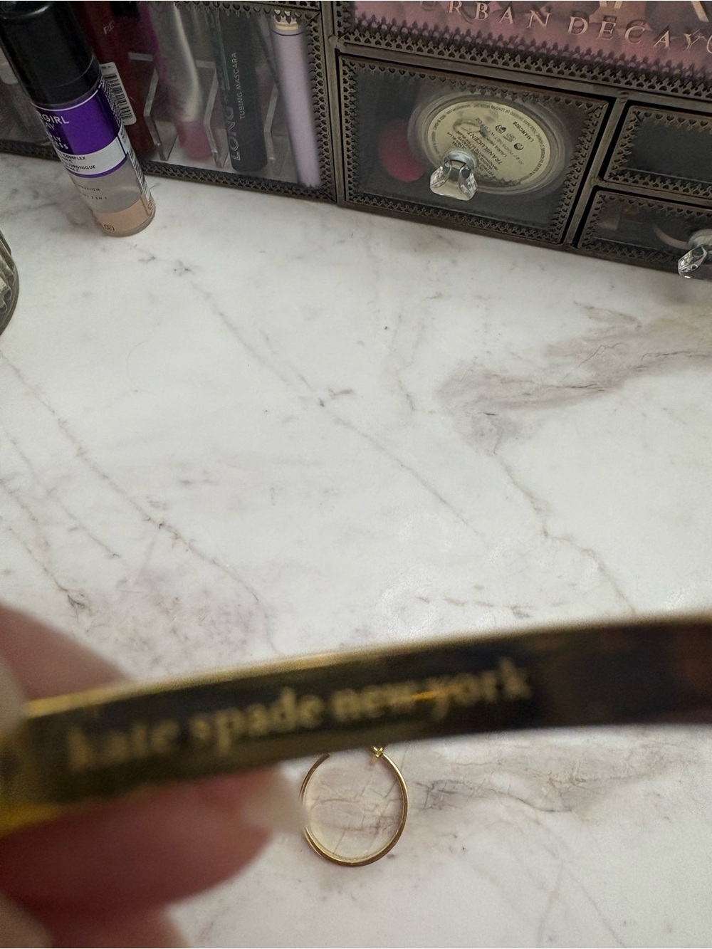kate spade Gold-Tone Clover Bangle with Leopard Inlay & Earrings Set - Picture 5 of 12